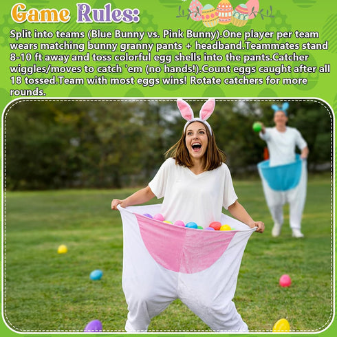 22 Set Pcs Granny Pant Yard Game Easter Game Giant Bunny Pant Easter Egg Ear Headband for Family Reunion Gathering Yard