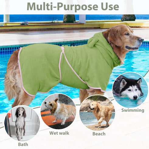 Dog Bathrobe Super Absorbent Towel Robe - Microfiber Bath Towels Fast Drying Coat for Dogs, Cute Dogs Clothes