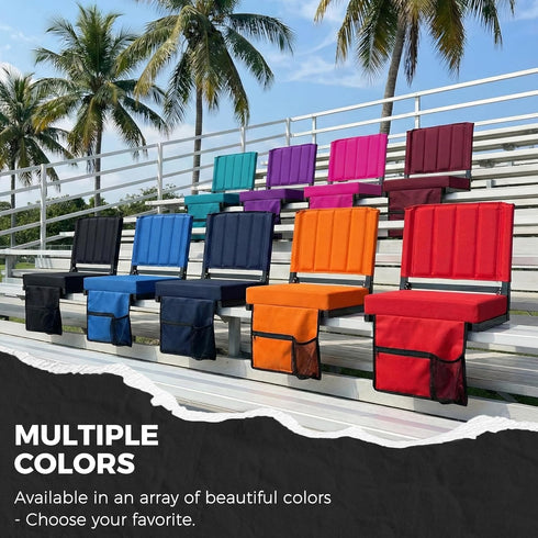 1pc 17" 12" 16.5" SPORT BEATS Stadium Seats with Back Support Bleacher Chairs with Back and Cushion Thick Padded