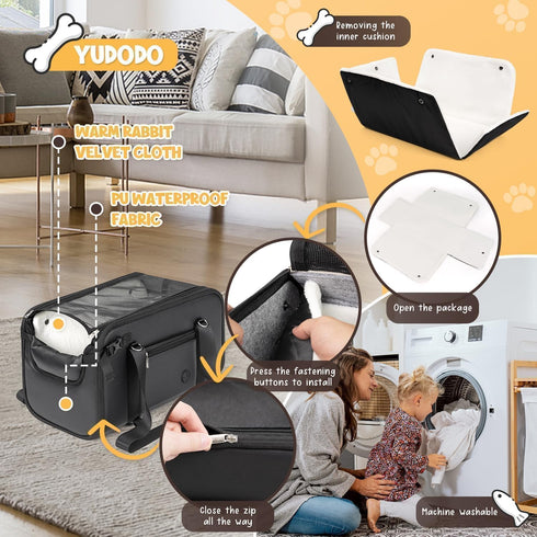 10-18lbs (Width9in) YUDODO Large Console Dog Car Seat Fits Truck & SUV, Luxury Puppy Cat Travel Portable Booster Seat