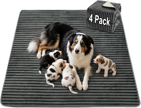 FunFurry Flannel Washable Pee Pad for Dogs - 4 Pack Reusable Dog