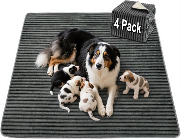 FunFurry Flannel Washable Pee Pad for Dogs - 4 Pack Reusable Dog