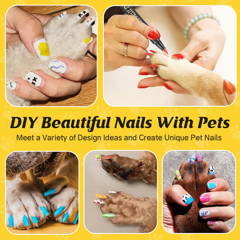 Dog Nail Polish Pens - Quick Dry, 12 Colors Safe Dog Nail Polish Set for DIY Pretty Nails, Non-Toxic, Pet Nail