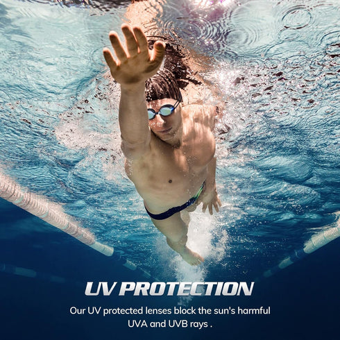 Portzon Dynamics Swim Goggles, Anti Fog Clear No Leaking Swimming Goggles for Adult Men and Women