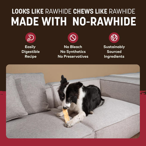 16 Count Earth Animal No Hide Strips - Natural Rawhide Free Dog Chew Strips, Beef