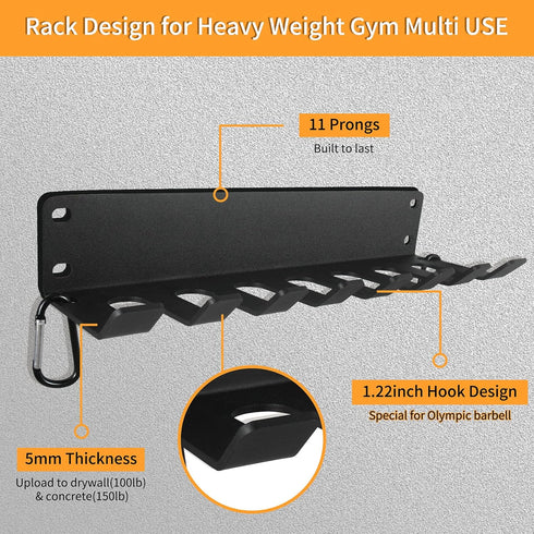 Home Gym Storage, Heavy-Duty Barbell Holder for Olympic Barbell, Kettlebells, and Workout Equipment