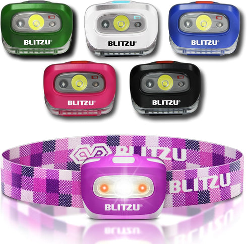 LED Headlamp Flashlight for Adults & Kids, Lightweight, Waterproof, Purple, 3 AAA Batteries Included