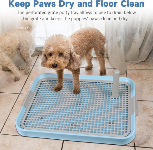 20"x14" 8pcs CUHIOY Dog Potty Tray Toilet - Indoor Pee Pad Holder with Training Pads, Puppy Mesh Potty with Secure