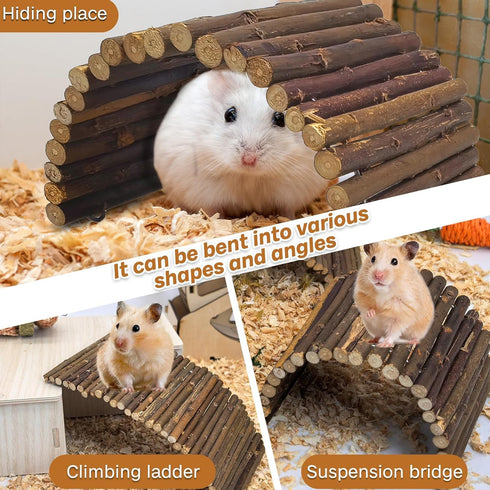 PINVNBY 2 PCS Hamster Toys - Wooden Ladder Bridge Tunnel Hide for Guinea Pigs and Small Animals