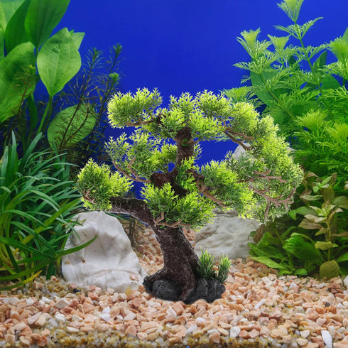 11.41 10.23 2.75 Inches, BESPORTBLE Bonsai Tree for Aquarium, Resin Fish Tank Landscape Decoration, Simulated Green