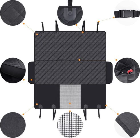 Dog Back Seat Cover Protector for Cars, SUVs, and Trucks, Scratchproof, Nonslip, Waterproof Material (Black)