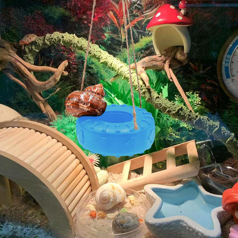 Hermit Crab Tire Swing Toy - Climbing Toy and Aquarium Decoration for Small to Medium Sized Hermit Crabs