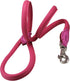 Dogs My Love Round Genuine Rolled Leather Dog Leash, 4ft Long, Pink (Large: 1/2" (12mm))