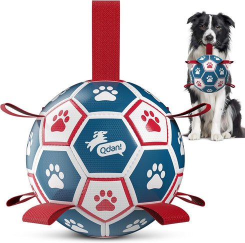 QDAN Dog Balls, World Cup Soccer Ball with Straps, Durable Herding Balls