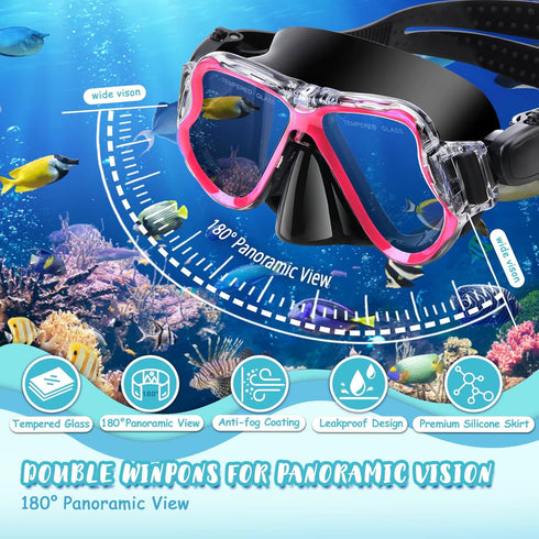 4 1 Set Set Swimming Snorkeling Gear for Kids, in Child Mask Fins Snorkel with Panoramic View Anti Fog Mask, Dry Top