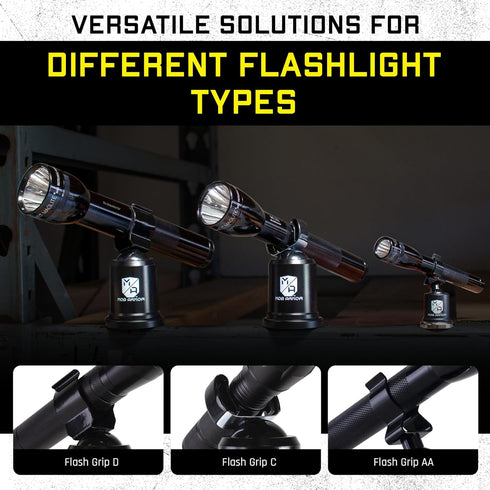 Mob Armor Flash Grip AA - Magnetic Flashlight Holder for Bicycle, Car & Wall - Tactical Mount Kit with Magnetic Base