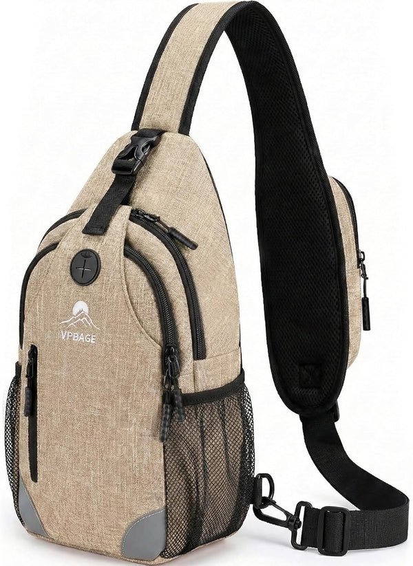 Sling Backpack for Women & Men, Crossbody Travel Bag with Water Bottle