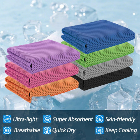 8-Pack Menjo Outdoors Cooling Towels for Neck & Face. Quick-Dry Workout Towels, Sweat-Wicking for Yoga, Gym, Running
