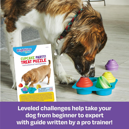 Brightkins Cupcake Party Treat Puzzle for Dogs - Fun Interactive Birthday Toy for All Breeds Small