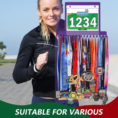 Race Medal Holder Wall Hanger,Marathon Medal Display and Runner Medal Hanger Display,Bib Running Medal Display, Running