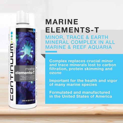 Continuum Aquatics Marine Elements T, Minor, Trace & Rare Earth Mineral Complex for All Marine & Reef Aquariums, 500-ml