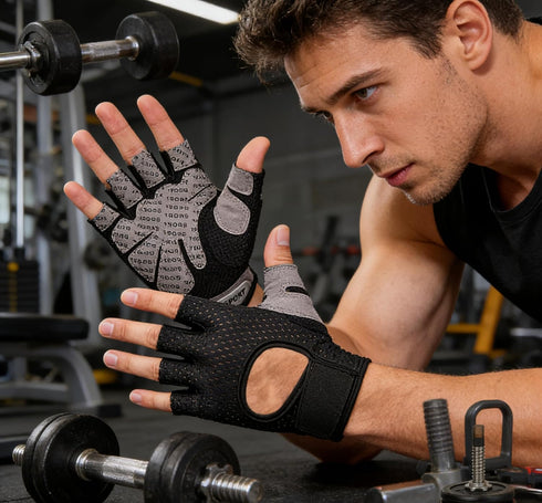 Mealah Men Women Half-Finger Workout Gloves - Anti Slip Fingerless Gym Gloves for Weight Lifting, Cycling