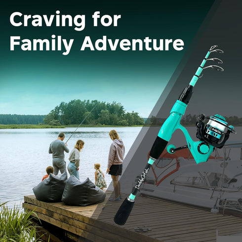 Spinning Fishing Rod and Reel Combo Set with Tackle Box, Kids Fishing Pole, Carbon Fiber Telescopic Fishing Rod Kit