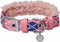 Blueberry Pet Soft & Comfy Scottish Argyle Fleece Padded Dog Collar - Pink, Neck 13-16.5", for Medium Breed