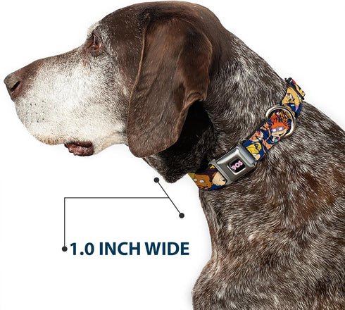 Dog Collar Seatbelt Buckle Nick 90s Rewind - Navy Blue, 11 to 17 Inches, 1.0 Inch Wide