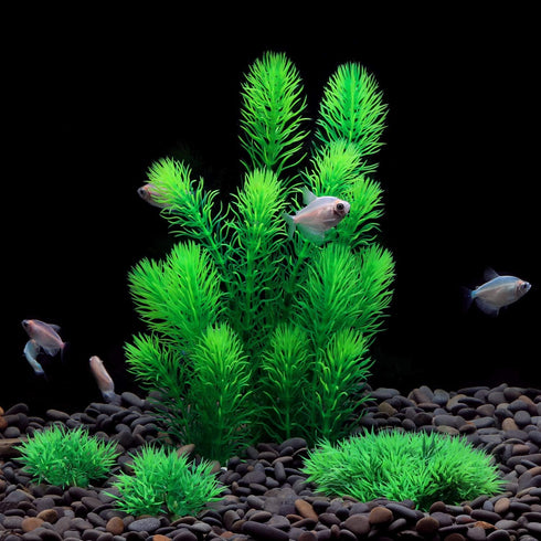 MyLifeUNIT Aquarium Plants, Artificial Decorations for Fish Tank Decor, Pack of 4