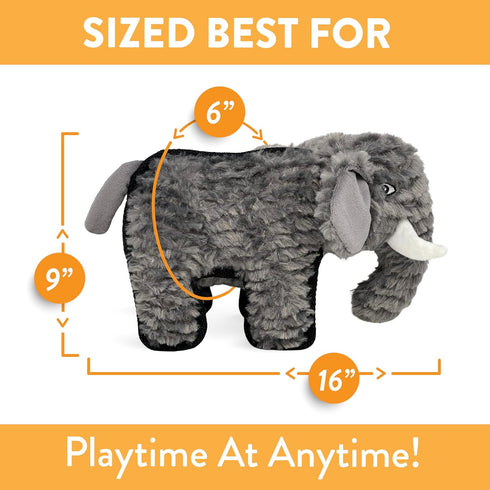 Spunky Pup MEGA Tough Plush Elephant Toy - Durable, Triple-Layered Chew Toy with Squeaker for Large Dogs