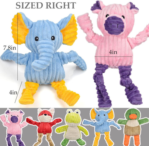 5 Pack LECHONG Tough Dog Toys Stuffed Squeaky Dog Toys Assortment Plush Animal Dog Toy Value Bundle Puppy Pet Dog Toys