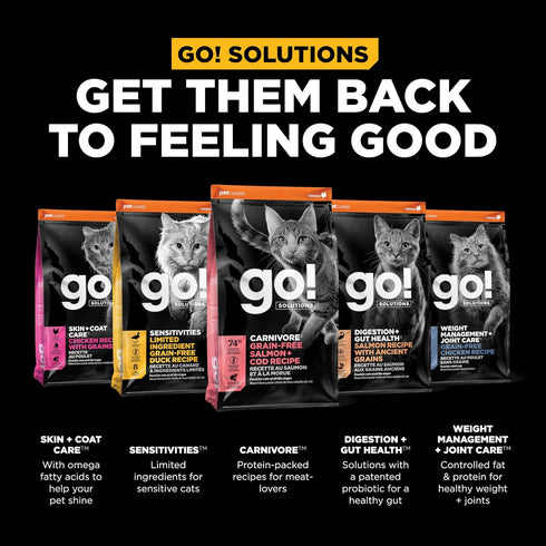 Go! Solutions Carnivore Protein Rich Dry Cat Food, Grain Free Salmon & Cod Recipe, 8lbs