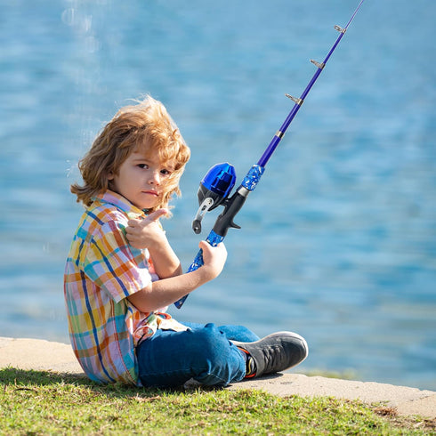 Kids Fishing Pole, Portable Telescopic Fishing Rod and Reel Combo Kit with Tackle Box, Best for Youth