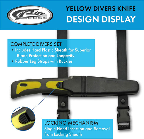 SZCO Supplies Diver's Knife, Yellow, 210424-YW, 9 inch