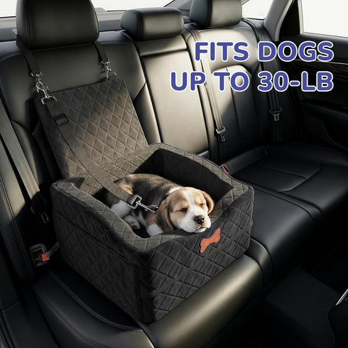 6" Dog Car Seat for Small Medium Dogs, Elevated Dog Booster Seat with ISOFIX Safety Fixation, Washable Cover & High