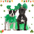 4 Pcs St Patrick's Day Dog Costume - Tutu for Dogs, Sequins Bowtie, Shamrock Headband, Green Puppy Skirt for Irish Party