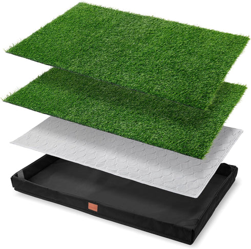 LOOBANI Dog Grass Pad with Tray, Lightweight Oxford Cloth Tray for Potty