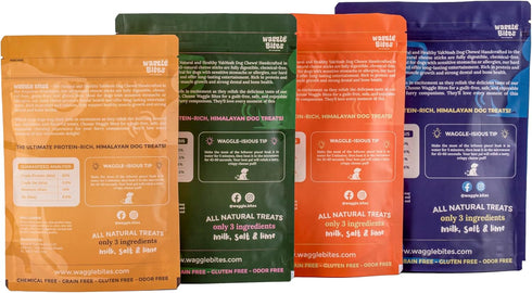 WaggleBites Original Yak Cheese Dog Chew - 100% Natural, Long Lasting, Healthy Treats for Dogs 75 Lbs & Under, 3 pcs