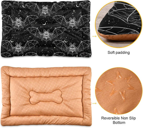 Bat Halloween Pet Bed, Cute Dog Mat, Absorbing Non-Slip Pad for Small Medium Large Dogs, 24 in x 18 in
