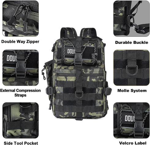 Tactical Backpack Medium EDC DayPack, Military Molle Outdoor Rucksack for Fishing Hunting Camping