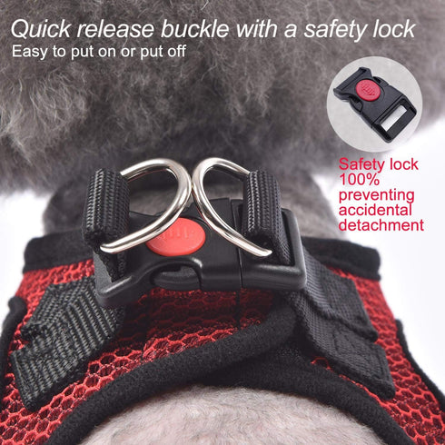 Dog Harness Step-in Breathable Vest for Small Medium Dogs, Red