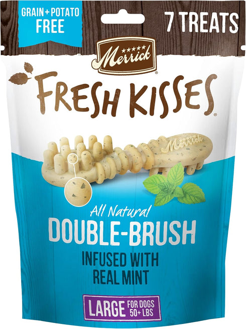Merrick Fresh Kisses Natural Dental Chews, Toothbrush Shape Treat with Real Mint, For Large Dogs - 7 ct.