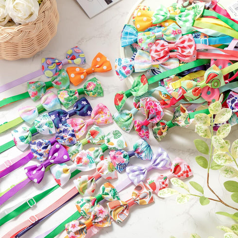 80 Pcs Dog Bows, Assorted Pattern Bow Ties for Small Dogs, Dog Bowtie Collar Bows for Small Medium Puppy Pet