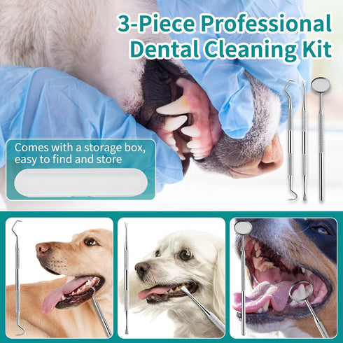 5 IPX6 3 Dog Plaque Tartar Remover, Electric Toothbrush Teeth Cleaner Dental Care Kit for Dogs Cats- Modes LED