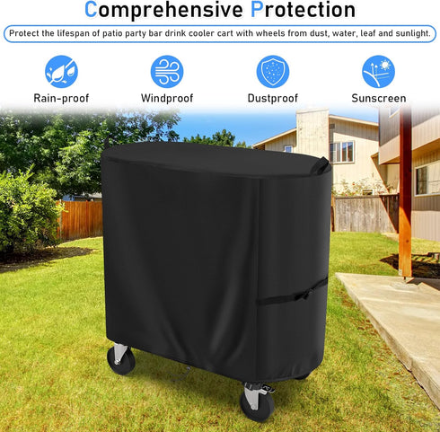 120-Qt 37.4"L21.7"W35"H, Cooler Cart Cover for Permasteel Rolling Ice Chest, Waterproof Ice Chest Cart Cover Patio