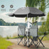 BIVVI 180lbs,Grey Double Camping Chair with Umbrella,Portable Folding Chair w/ Cup Holders,Cooler Bag,Pocket & Carry