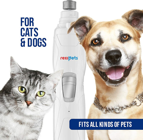 Trimmer- 2-Speed 3 4 REXIPETS Cat and Dog Nail Grinder - Rechargeable Electric Pet Nail Clipper & Painless Paws