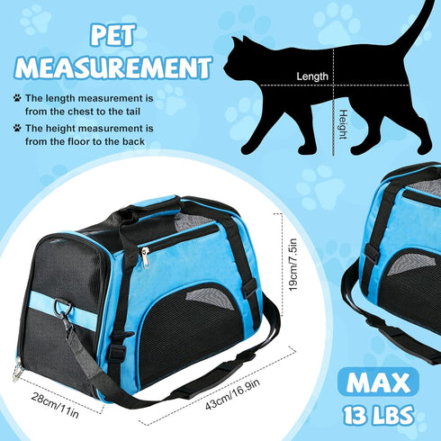 Sweetude 4 Pcs Soft Cat Carrier for Cats Under 13lbs, Foldable Comfortable Portable Carrying Bag for Cat and Small Dog