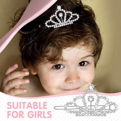 MTLEE 2 Pieces Dog Tiara Crown Hair Clips, Clear Crystal Rhinestone Barrettes for Pet Grooming